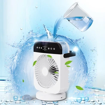 Portable Air Conditioner Fan Mini Evaporative Small Air Cooler Adjustable Desktop Misting Fan with Timing Function