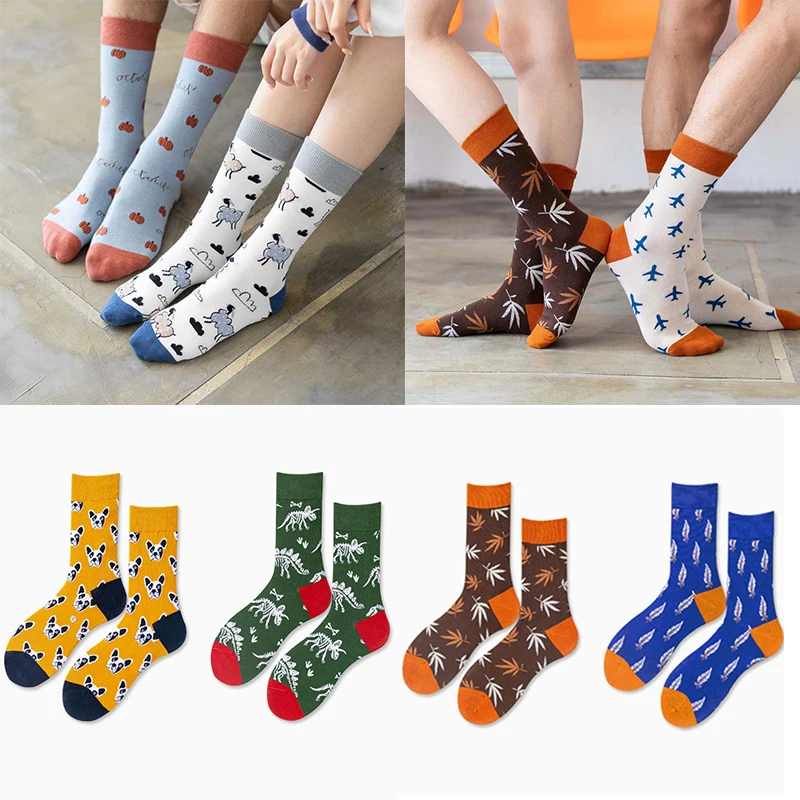 Women Socks Harajuku Funny Cartoon Fruits Sock Unicorn for Flamingo Cute Animal Pattern Happy Funny Skateboard Socks