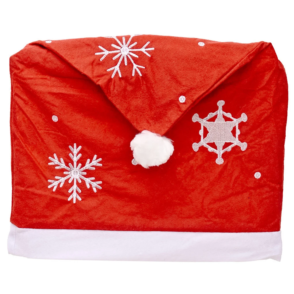 

Christmas Dining Chair Cover Snowflake Embroidery Non-woven Fabric Sleeve Living Room Party Favors Slipcover Hotel Banquet