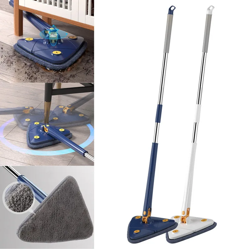 

360 Rotatable Triangle Mop Extendable Adjustable 110 Cm Cleaning Mop for Tub Tile Floor Wall Cleaning Mop Deep Cleaning Mop
