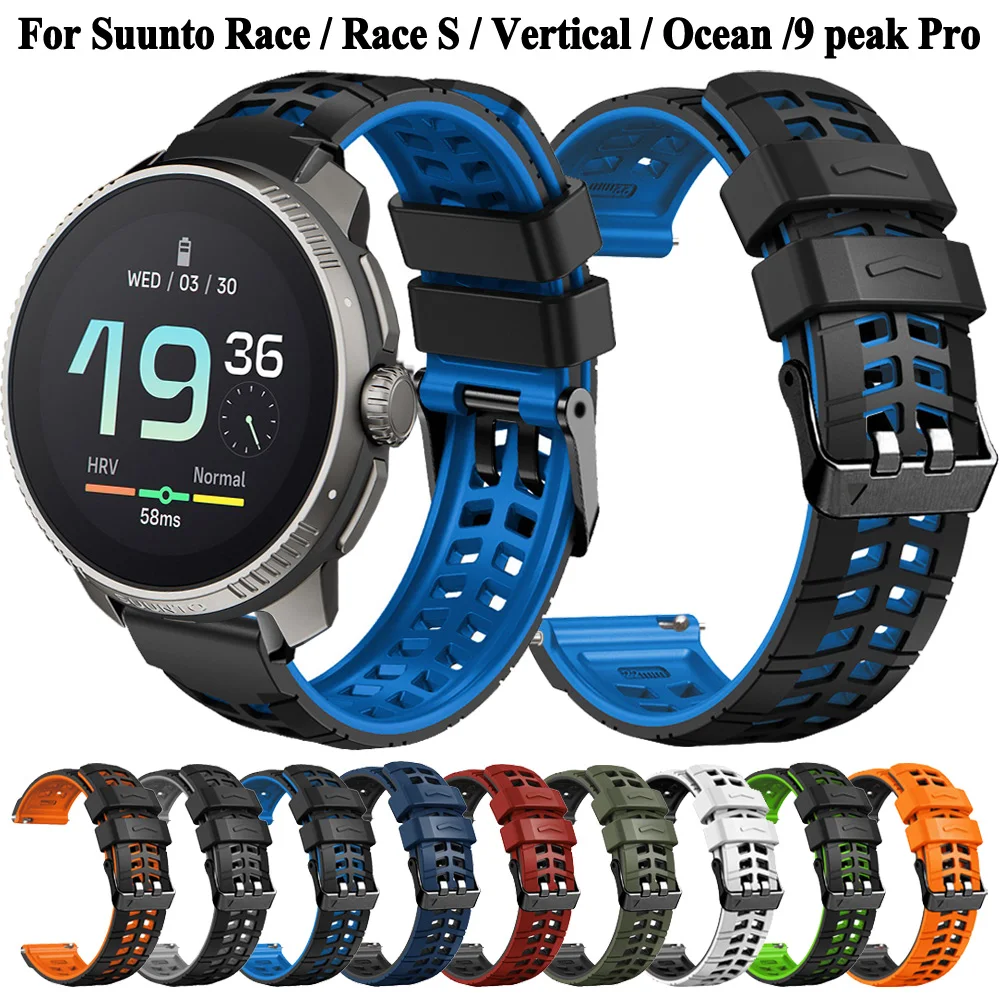 22mm Sports Breathable Silicone Watch Strap For Suunto Race S Vertical Ocean Bracelet Wristband 5 9 Peak Pro Band