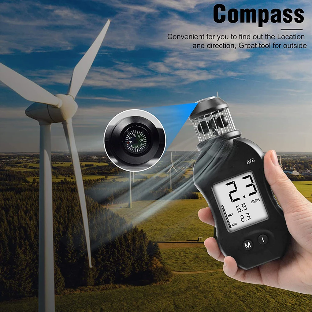 

Portable Anemometer Digital Wind Speed Meter with 360 Rotation LCD Back-Light Lightweight Winds Sensor for Boat Sailing