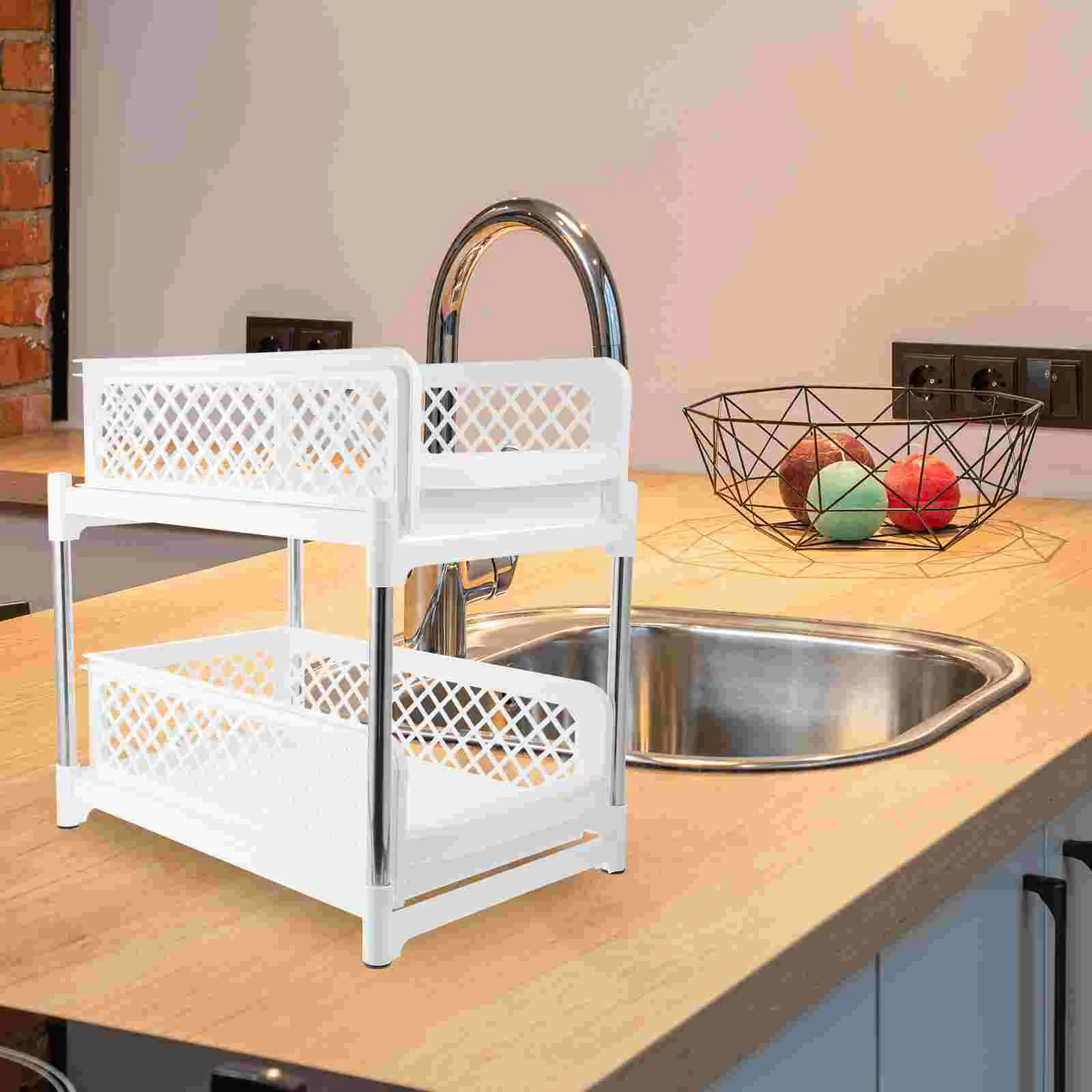 

Dressing Table Organizer Holder Vanity Bathroom Storage Rack Double-tier Toiletry Organizers Desktop Cosmetics Stand