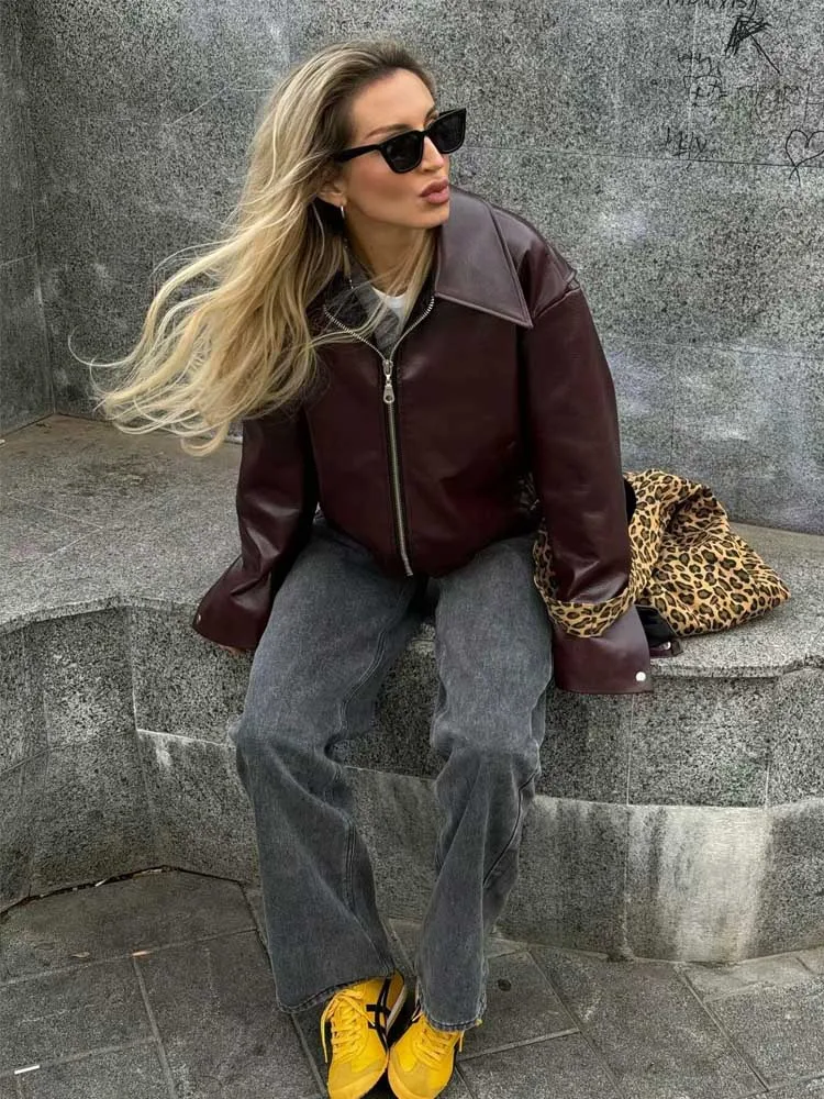 Женские куртки Leaher Женская куртка уличная одежда женская верхняя красная пальто