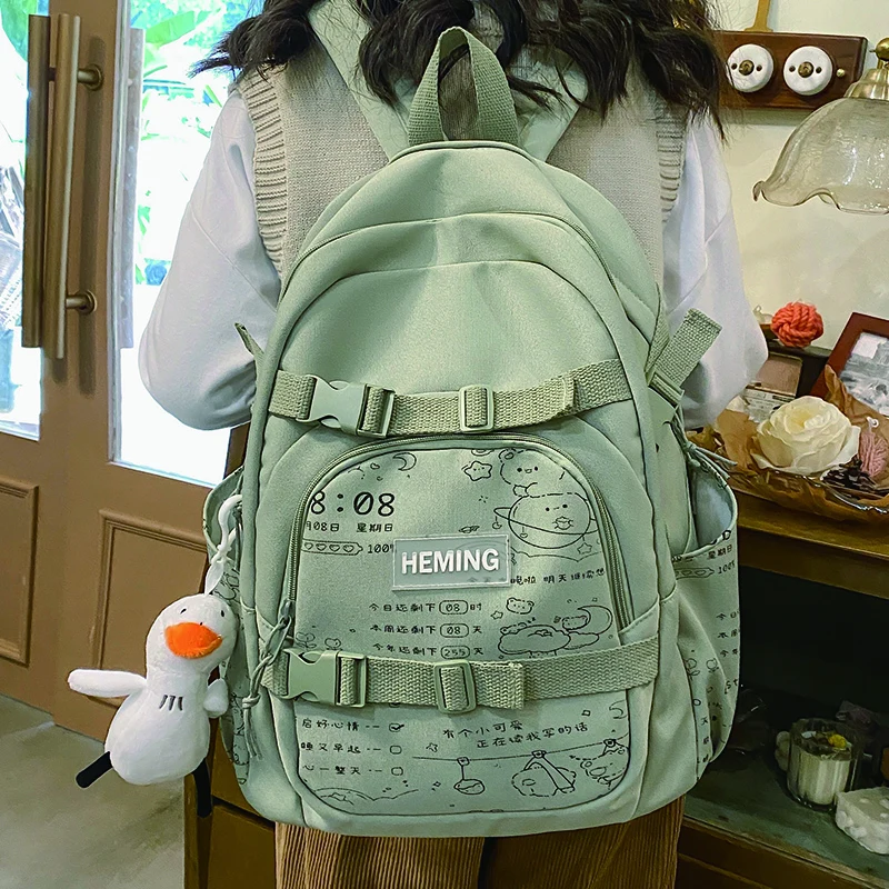 

Модный женский нейлоновый рюкзак для милых девушек, школьная сумка в стиле преппи, вместительный дорожный рюкзак, женский рюкзак с защитой ...