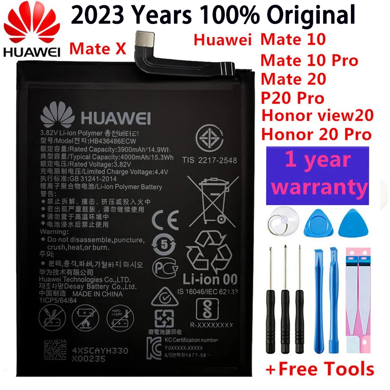 

Hua Wei 100% Orginal HB436486ECW 4000mAh Battery For Huawei Mate 10 Mate 10 Pro /P20 Pro AL00 L09 L29 TL00 Batteries +Tools