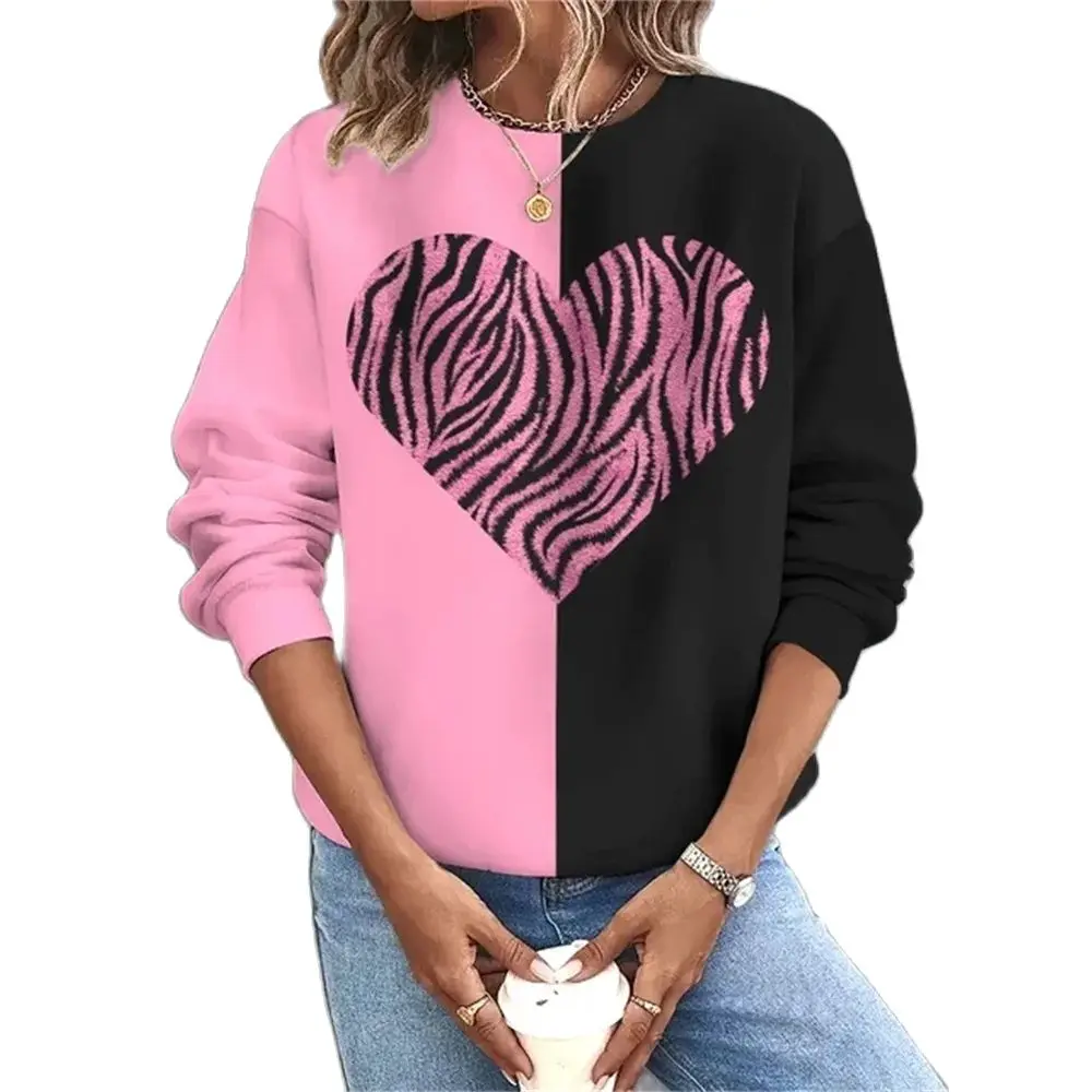 

Hip Hop Women Graffiti Love Thin Style Print Lightweight Classic Harajuku Autumn Spring O Neck Long Sleeved Basic Clothes Funny