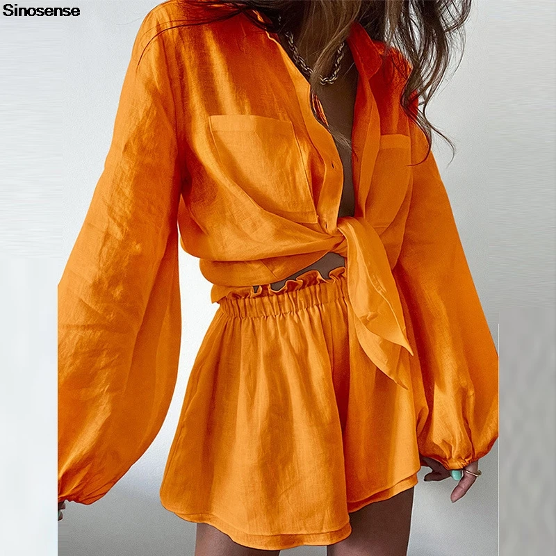 Женский спортивный костюм из 2 предметов Повседневная рубашка на пуговицах с