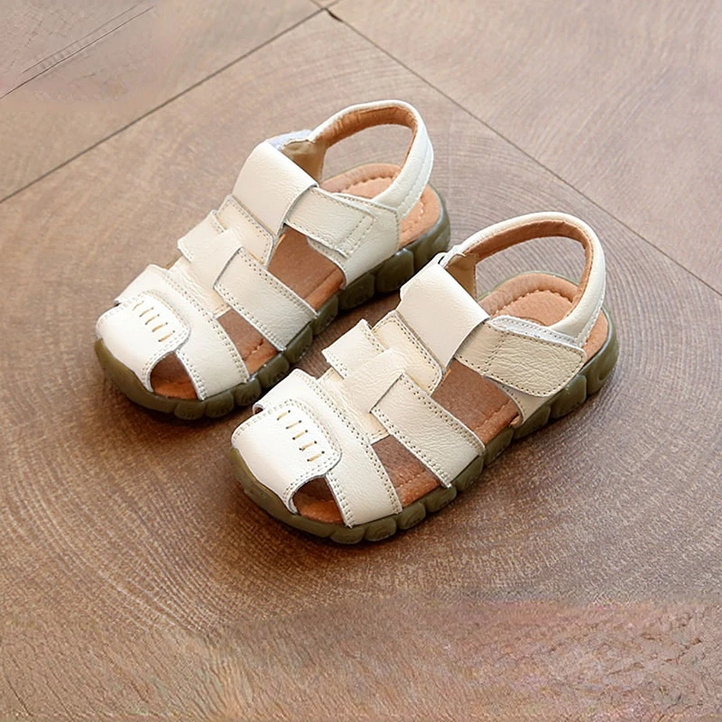 High Quality Genuine Leather Sandals For Boys Girls 2023 Summer Beach Sandal Children Anti-slip Real Leather Shoes Kids Footwear
