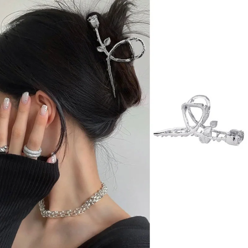 

Woman Metal Rose Floral Hair Claw Crab Women Barrettes Hairgrip Women Hair Clips Hairpins Headwear Ornaments