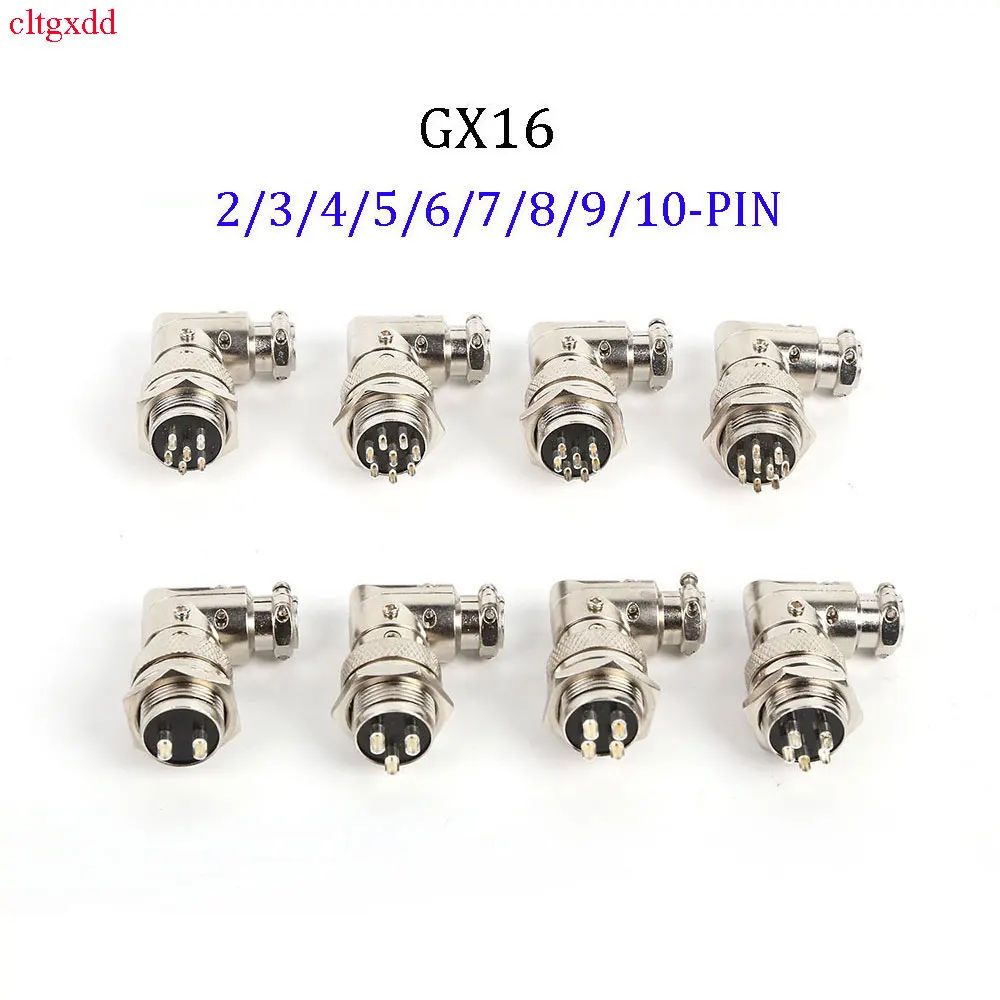 

1Set GX16 90 degree right angle XLR 16mm elbow 2 3 4 5 6 7 8 9 10 pin female plug male chassis mounting socket aviation connecto