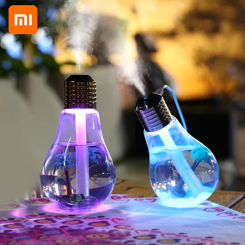 

Увлажнитель-аромадиффузор Xiaomi с цветной лампой, автомобильный диспенсер для воды с распылителем, миниатюрный USB-увлажнитель, освещение для ...