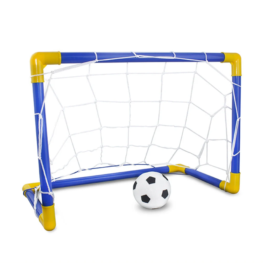 Indoor Mini Folding Soccer Goal Post Net Set + Pump Home Game Kids Sport Outdoor Home Game Toy Child Birthday Gift Plastic