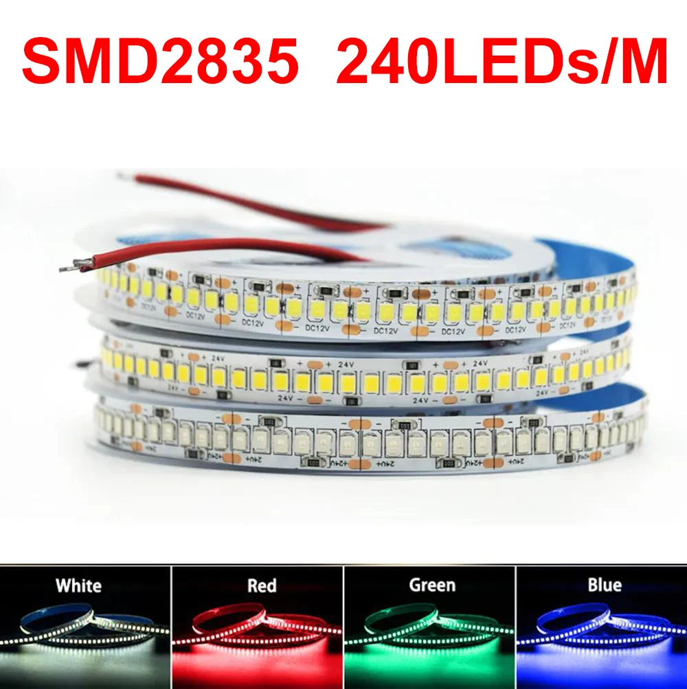 

Гибкая светодиодная лента SMD2835, 12 В, 240 светодиодов/м, 5 м