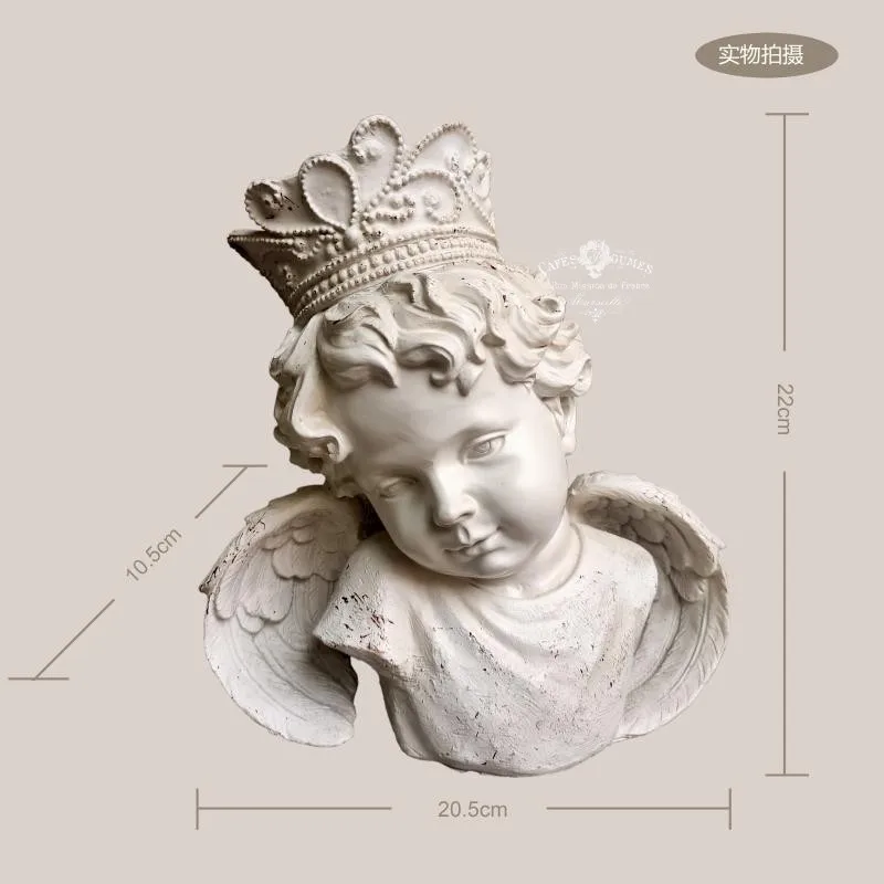 Французская винтажная потертая резиновая Корона ангел украшение для бюста сада