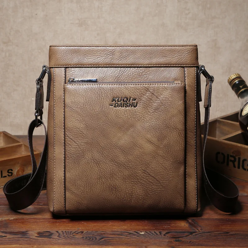

Business Genuine Leather Men Shoulder Bag Retro Messenger Bag Large Capacity Multi-Layer Crossbody Bag For Male