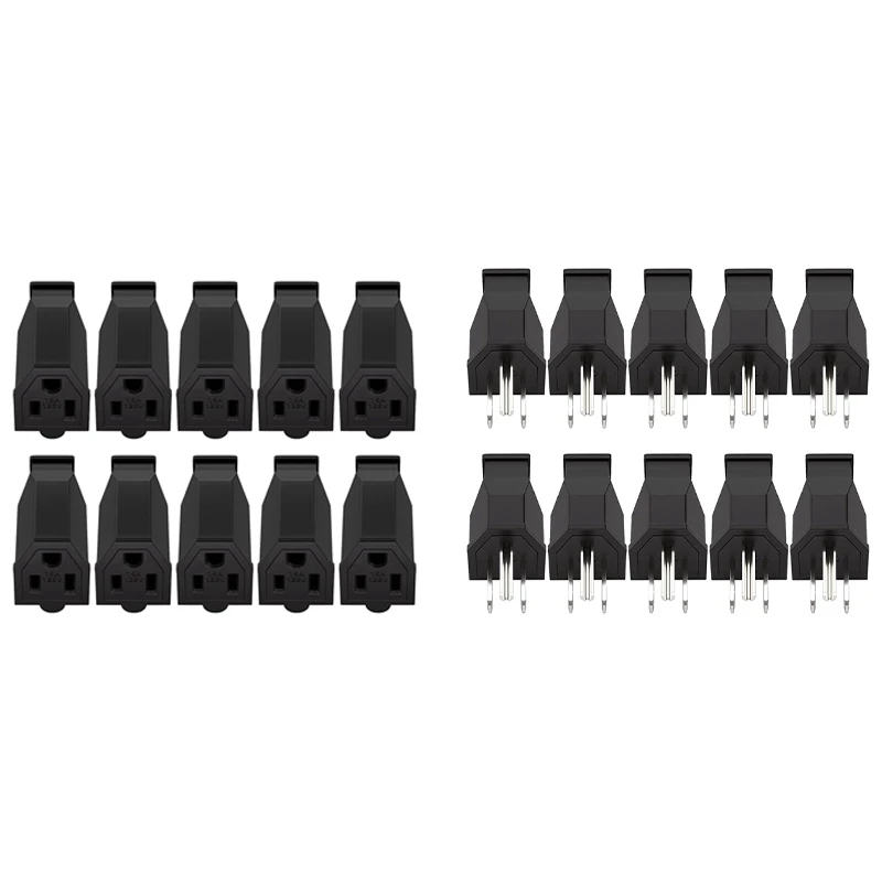 

Extension Cord Ends Replacement Connector Black Shell Grounding Female NEMA 5-15R 15A