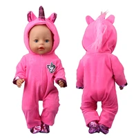 cute animal embroidery doll clothes for 17 18 inch dolls 43 cm born baby unicorn outfit plush clothes accessories birthday gifts