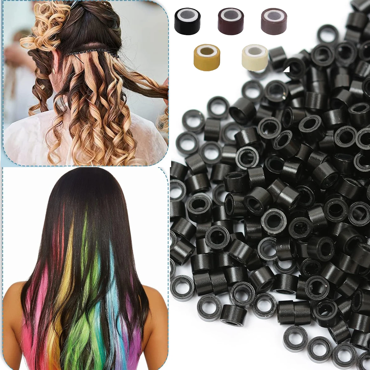 5 цветов 100 шт. мм * 3 силиконовое кольцо с микрозвеньями для парика наращивание