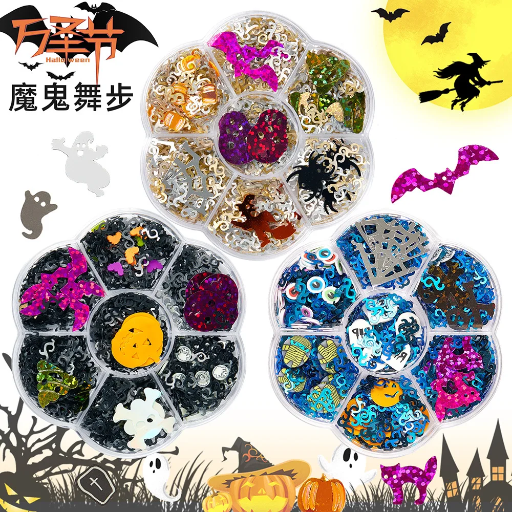 

Halloween Mixed Color 3D Ultrathin Sequins Nail Glitter Flakes Sparkly DIY Tips Dazzling Paillette Nail Art Decorations