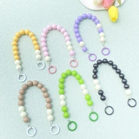 mobile phone chain new small fresh summer candy color round bead bracelet diy hanging cord anti lost lanyard for women gift
