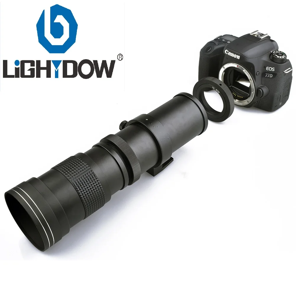 Enlarge Lightdow 420-800mm F/8.3-16 Super Telephoto Lens Manual Zoom Lens +T2 Adaper Ring for Canon  Nikon Sony Pentax FUJI Film Cameras