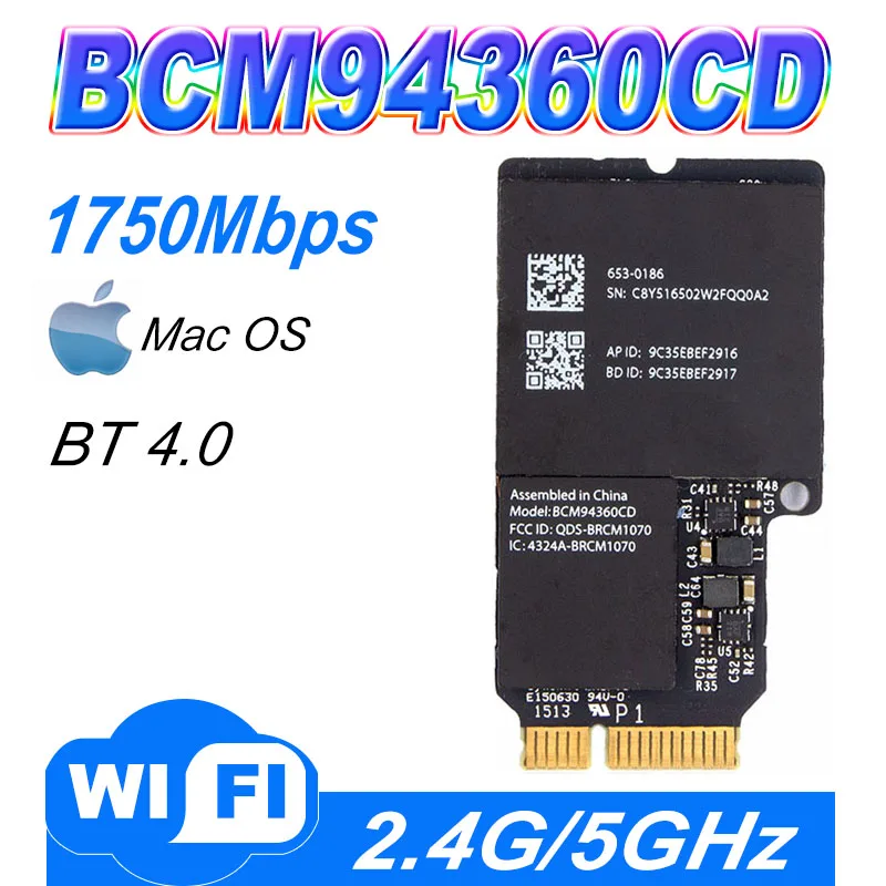Фото Беспроводная сетевая карта Broadcom Bcm94360Cd Mini PCI-E ZZ 2026, 802.11ac, 1300 Мбит/с, Wi-Fi, Bluetooth 4.0, WLAN-адаптер №2