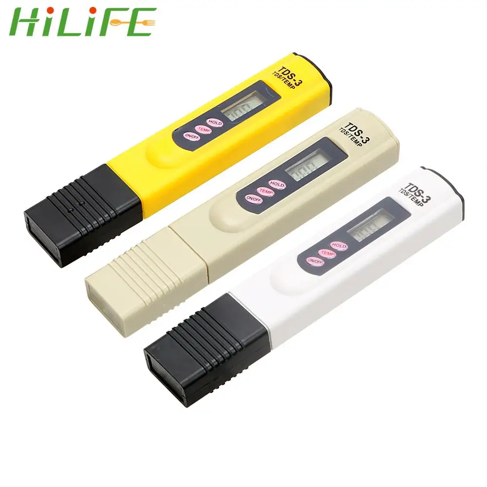 

HILIFE Water Purity Filter Measuring Tools Portable 0-9999 PPM Water Meter Quality Testing Pen TEMP/PPM PH TDS Meter Tester