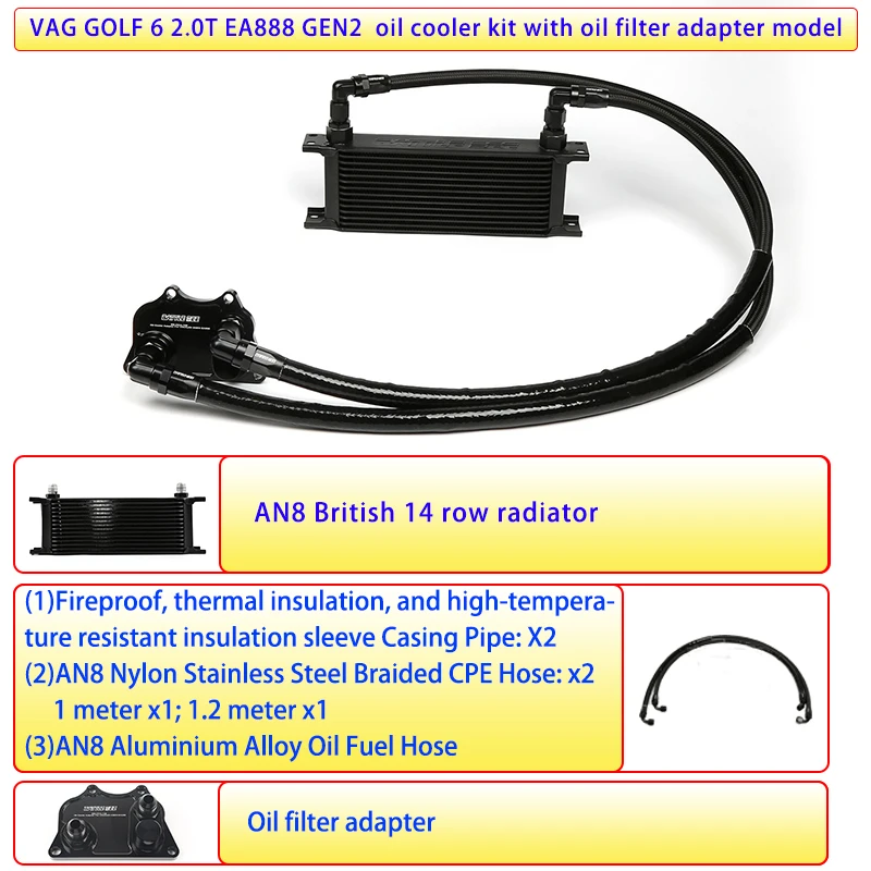 Комплект масляного радиатора BATTLE BEE для VAG Volkswagen Audi Golf MK5 MK6 1.8T 2.0T GEN2 EA888 BB-OCK-108ENGINE