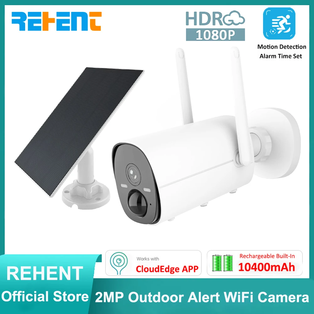 

REHENT 10400mAh Rechargeable Battery 3.5W Solar Wireless WiFi PIR Motion Detection Alarm Time Set Supported Outdoor CCTV Camera