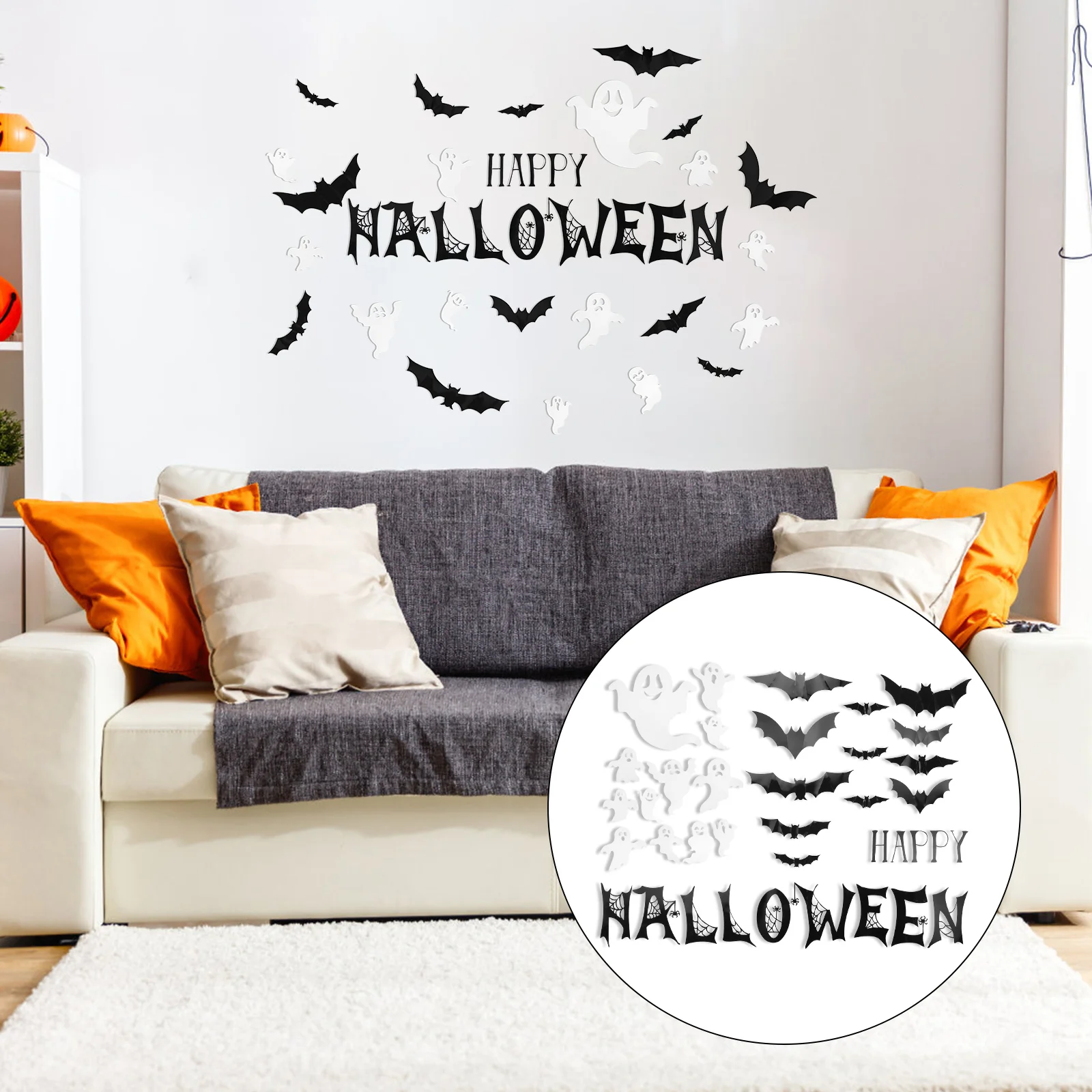 

Wall Stickers Bat Decals 3D Window Decor Sticker Bats Ghost Party Pvc Removable Scary Ornaments Glowing Home Decorativehorror