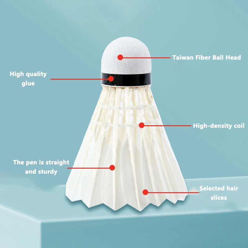 12 шт. профессиональные мячи для бадминтона волан с белыми гусиными перьями