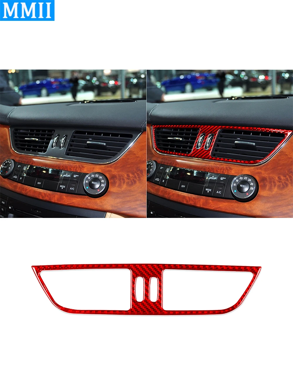 

Центральная консоль из углеродного волокна, крышка панели воздуховыпускного отверстия, отделка, аксессуары для интерьера автомобиля, декоративная наклейка для Benz CLS C219 2004-2009