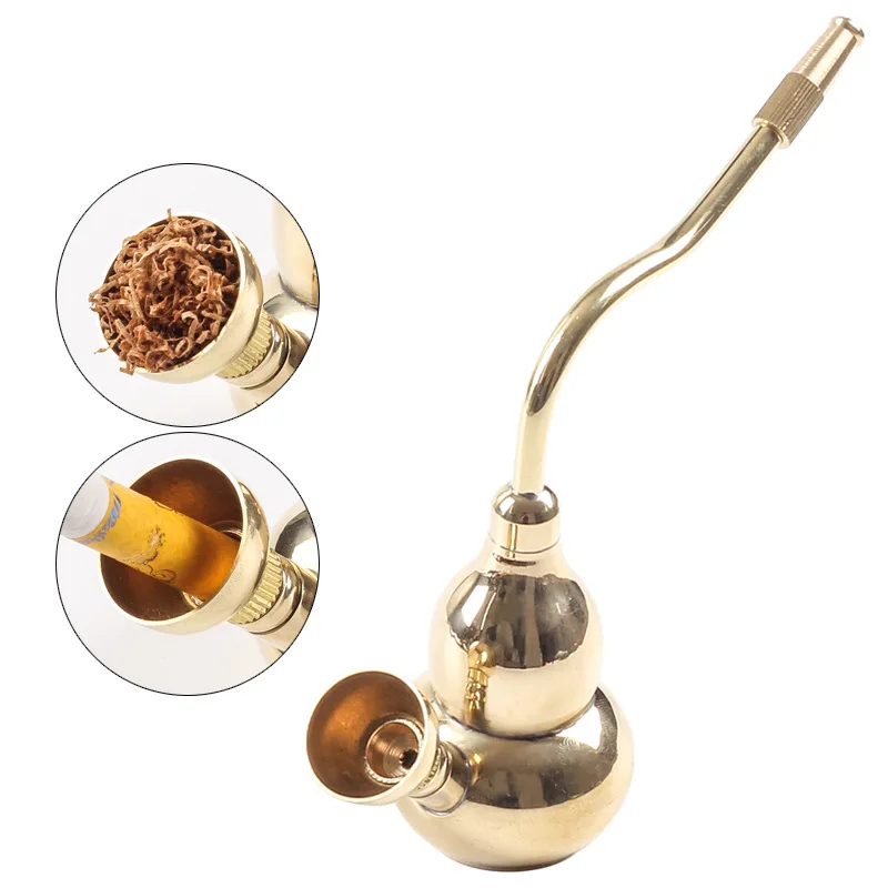 

Dual-purpose Hookah Pipe Portable Brass Gourd Hookah Kettle Old-fashioned Smoking Water Filter Pipe Gift for Men