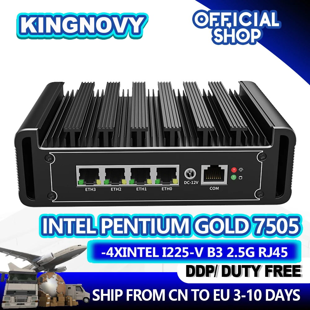 Firewall Appliance i7 1165G7 Pentium 7505 4*Intel 2.5GbE i226 LAN Ports Fanless Mini PC, Network Gateway Soft Router Computer