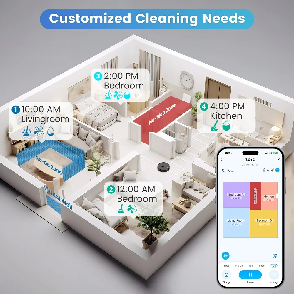AIRROBO USA DE Ship Самоочищающийся 60-дневный очиститель для воды Smart APP Беспроводное