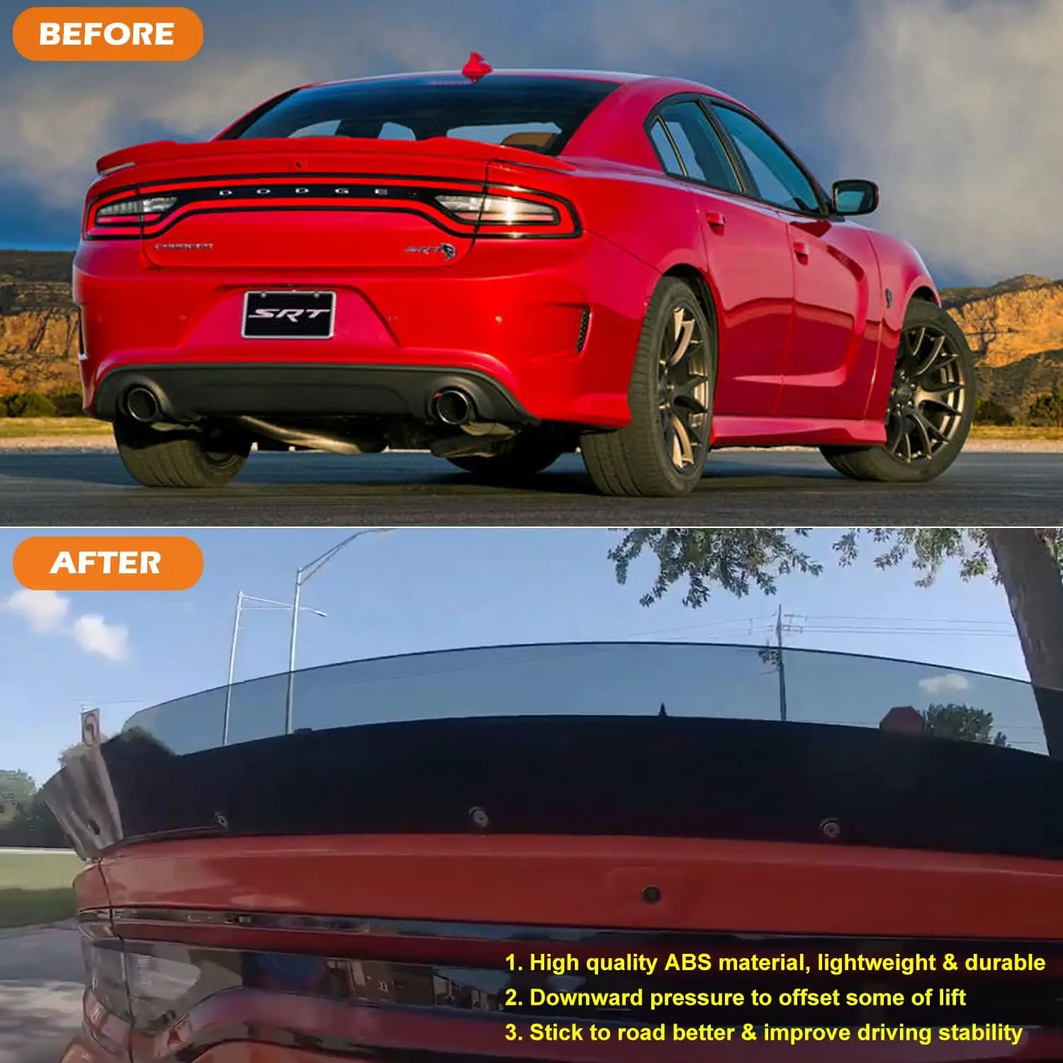 TML Rear Wicker Bill Spoiler for Dodge Charger 2015-2021 SRT ScatPack Hellcat V1 Add-on Type Rear Trunk Spoiler with RivNut Tool images - 6