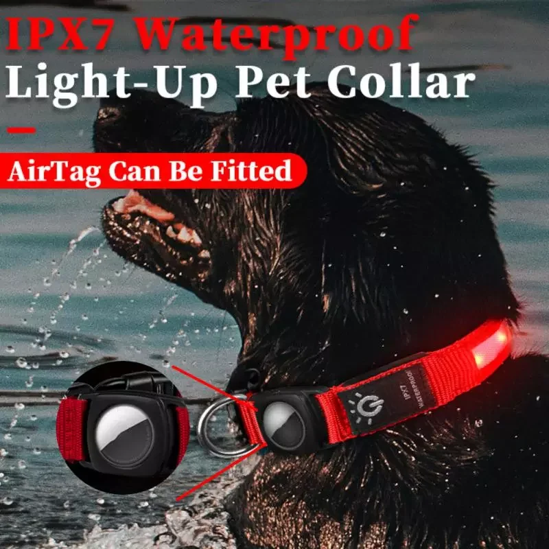 

Case Airtags Dog Collar Lights Waterproof For LED Collar Bright Glow Collar Tracker For Airtag Pet Dog Night Outdoor