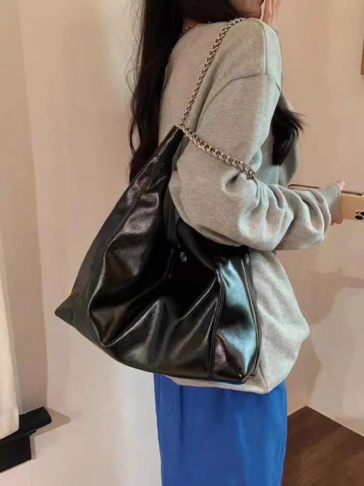Soft Leather Tote Bag 2023 New Trendy and Advanced One Shoulder Big Bag Underarm Bag Chain Strap Stray Bag Women's Bag