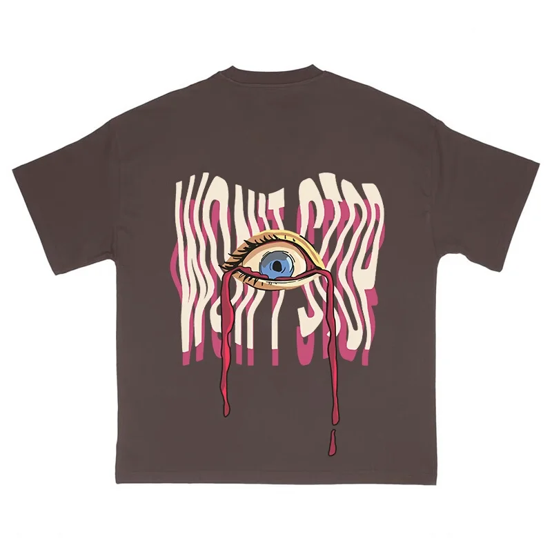

Tide Brand European and American Style High Street Loose Personality Creative One-eyed Print Casual I Short-sleeved T-shirt