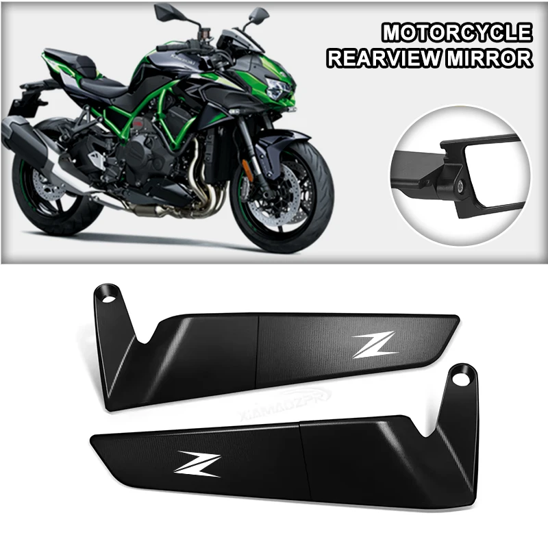 Фото Регулируемые зеркала заднего вида Stealth Wind Wing с поворотом для мотоциклов Kawasaki Z900SE, Z900, Z800, Z750 SE, Z1000, Z1100, Z400, Z650 №1