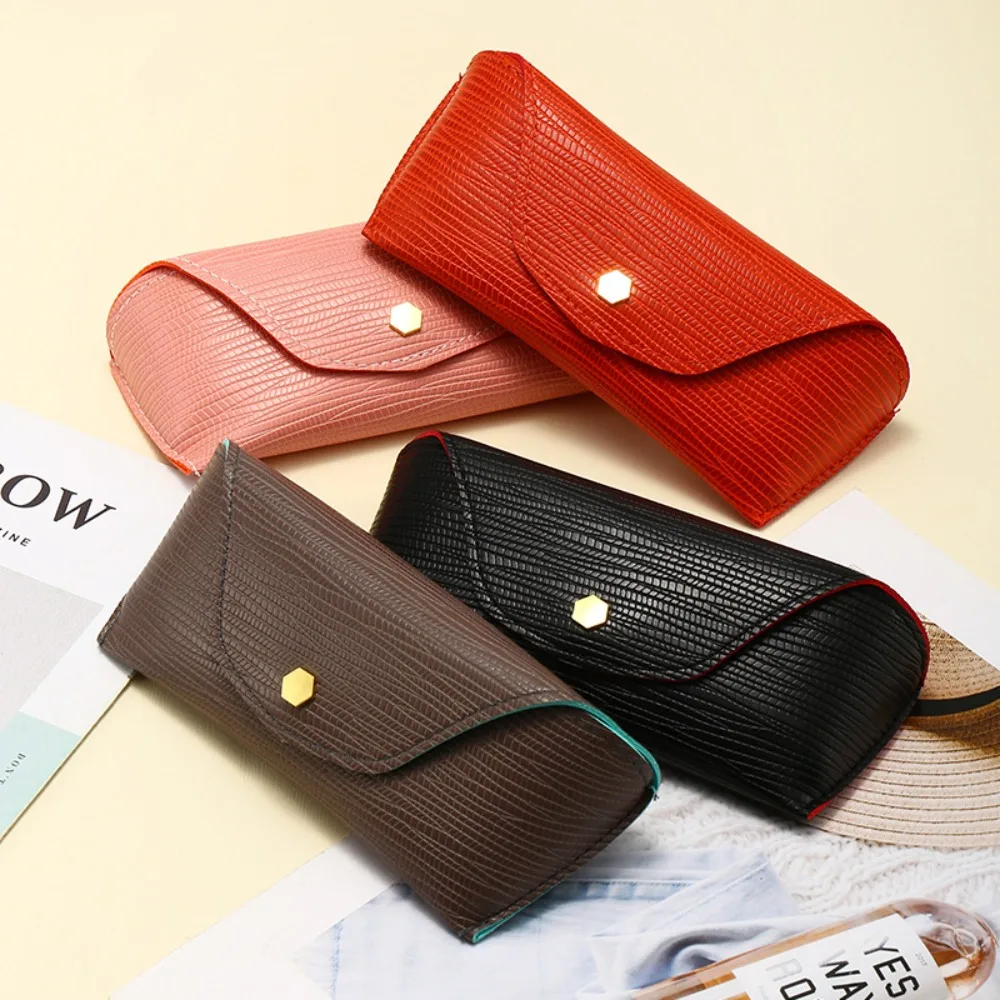 

Solid Color Glasses Case Portable Compression Resistant PU Leather Eyewear Box Lightweight Glasses Bag Women