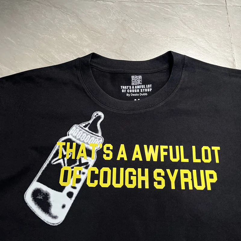 Фото Новинка. Мужская футболка SA AWFUL LOT OF COUGH SYRUM с буквенным принтом, повседневная, свободного кроя, с короткими рукавами №1