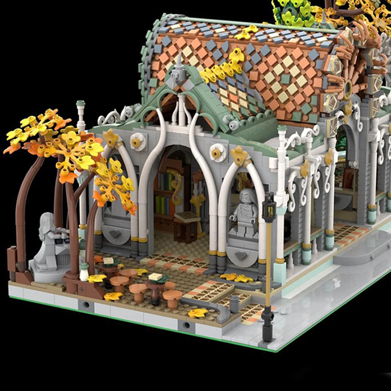 Фото 4425 деталей MOC Эльфийский рынок - модификация Ривенделла, модульные здания, модель игрушечных строительных блоков, рождественский подарок, архитектура №4