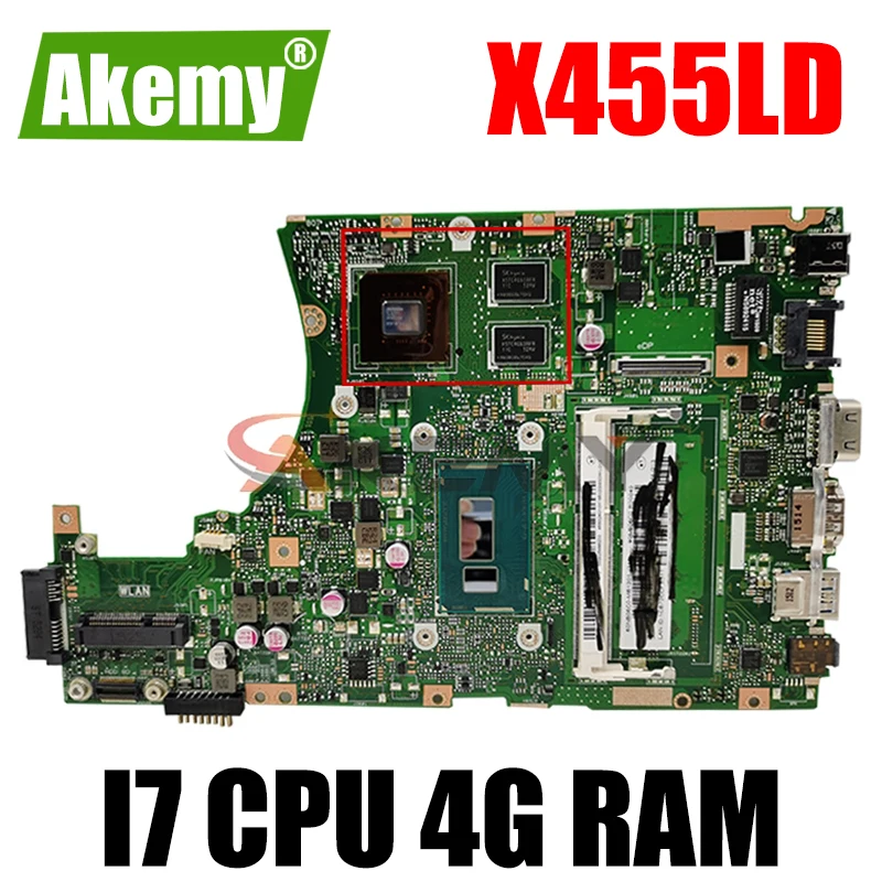 

Akemy X455LD X455LJ Laptop motherboard for ASUS X455LD/J X455L X455 Y483L W419L W409L F455 Test original mainboard 4G RAM I7 CPU