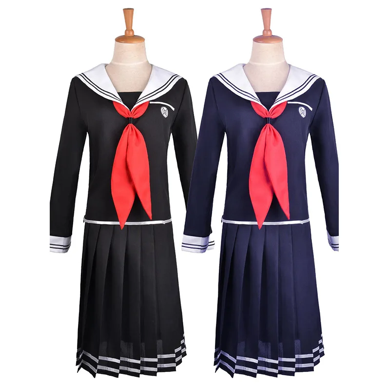 Anime Danganronpa Toko Fukawa Cosplay Costume Round Glasses Skirt Set Dangan Ronpa Sailor Suit Japanese School Uniform BlueBlack