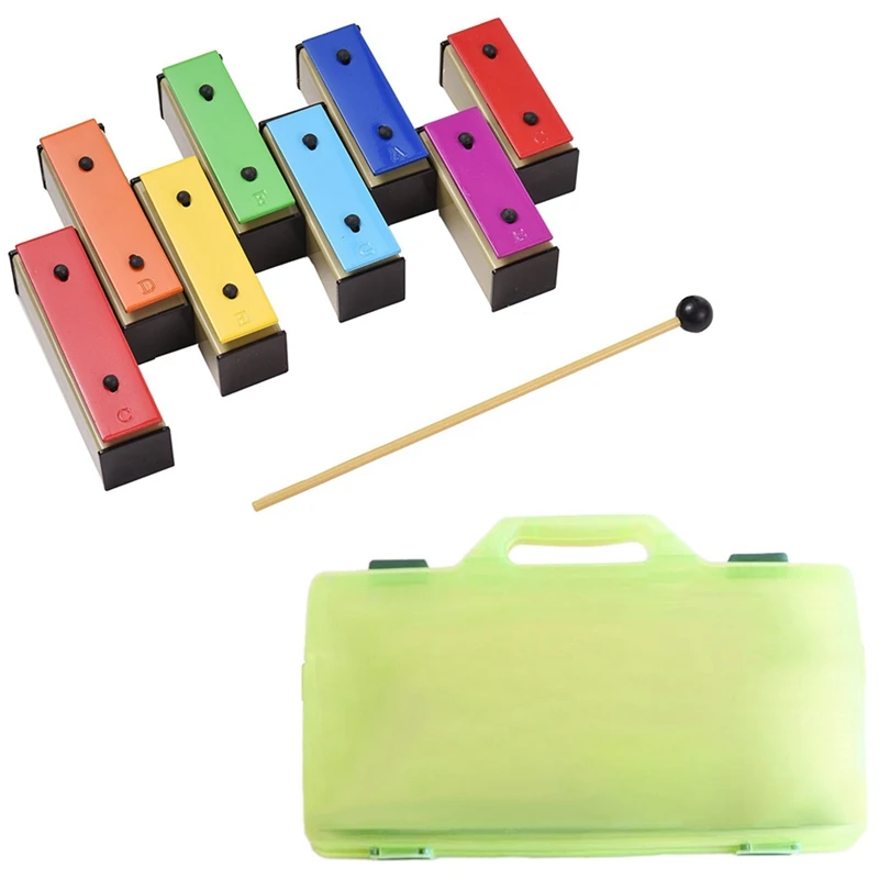 1 Набор ксилофон с 8 нотками цветной металлический глокенол радужного цвета
