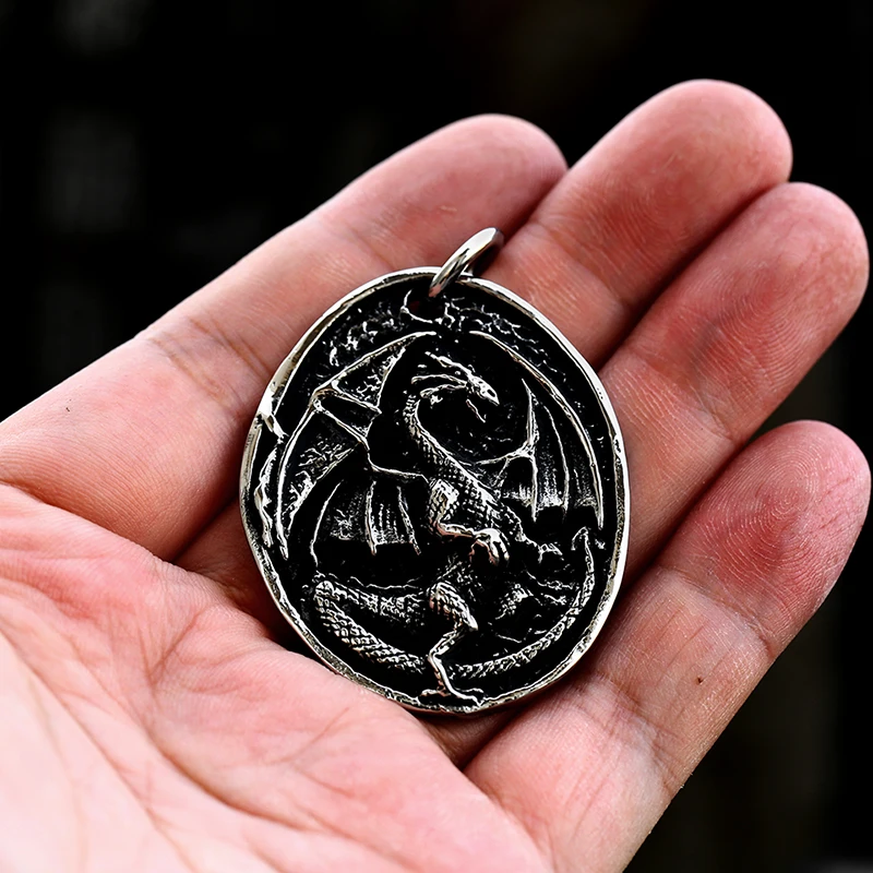 Женское Ожерелье с драконом BEIER колье из нержавеющей стали 316L круглой подвеской в