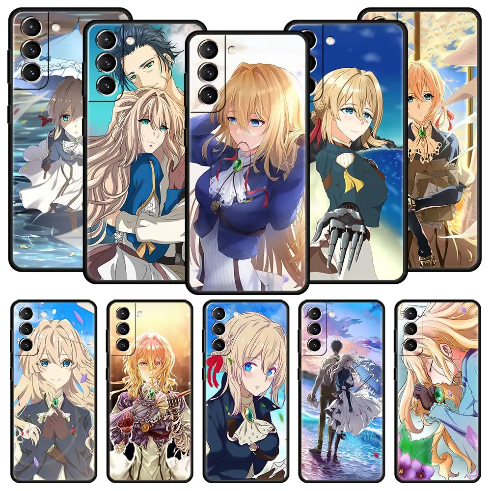 

Violet Evergarden Case For Samsung Galaxy S22 Ultra S21 S20 FE 5G S10 S9 S8 Plus S10E Note 10 20 Lite Phone Cover Black Silicone