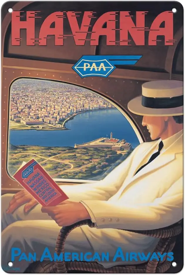 Pacifica Island Art Havana Cuba — Pan American Airways (PAA) винтажный постер авиакомпании от Kerne Erickson 8 x 12